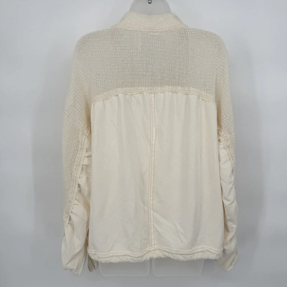 UO Out From Under M Oversized Mesh Henley Sweatshirt Snap Closure Coastal Boho - Picture 3 of 8